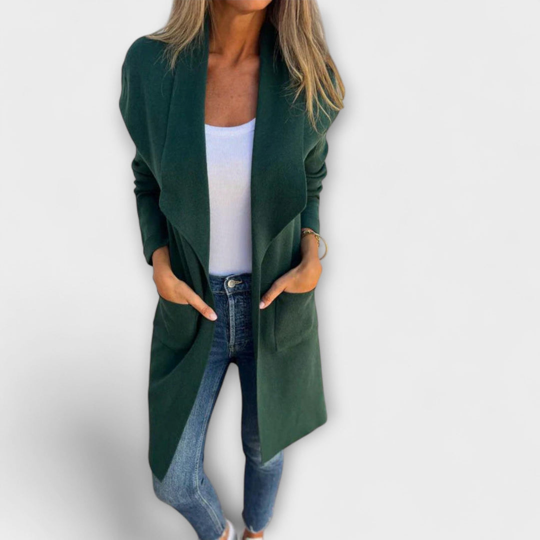 Eliane - Eleganter langer Cardigan Grau