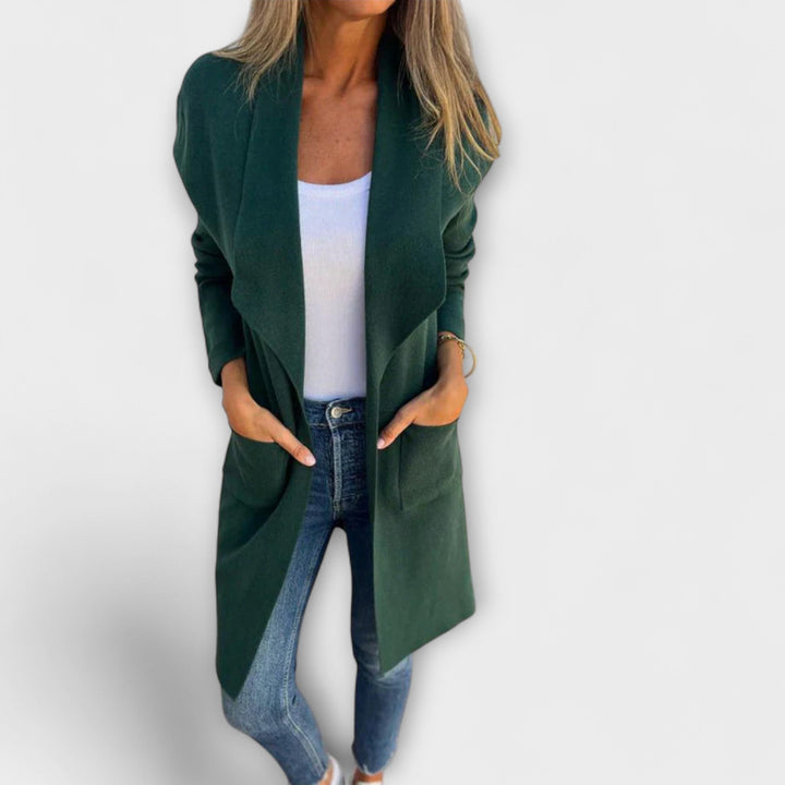 Eliane - Eleganter langer Cardigan Grau