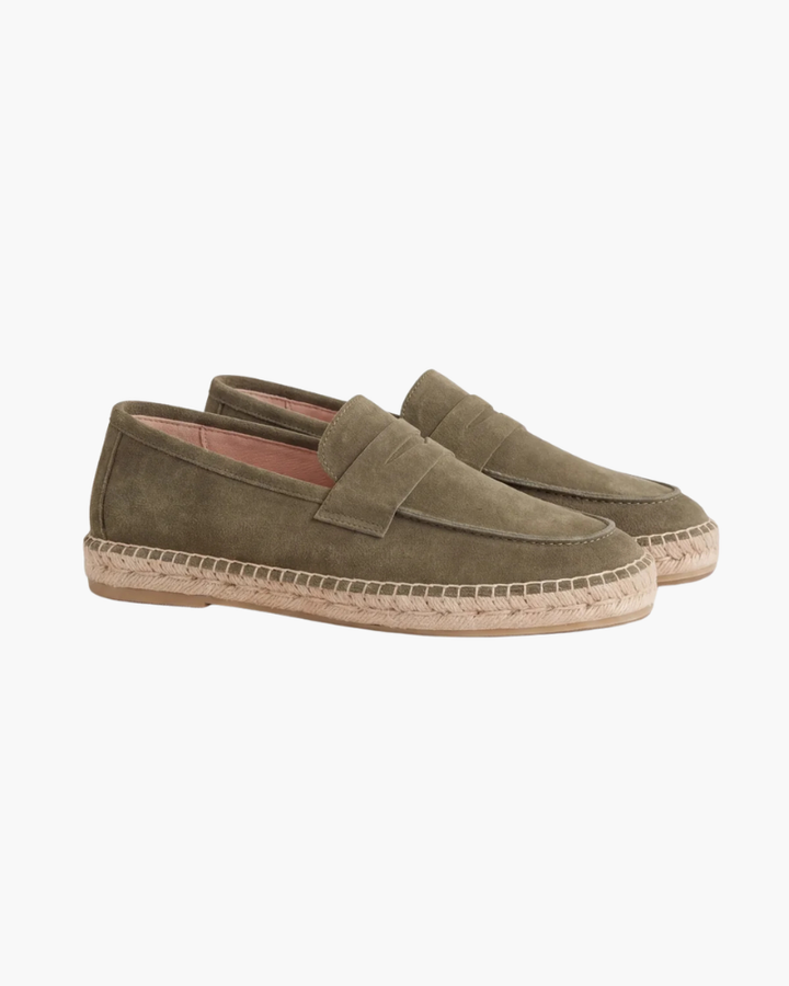 Espadrilles Riviera aus Olivgrünem Wildleder