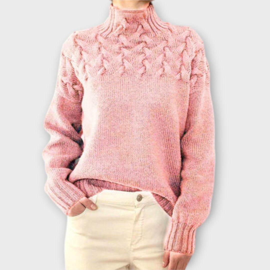 Eva - Schwarzer Pullover für Damen mit Zopfmuster