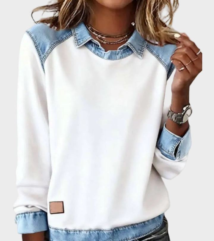 Ravit - Bluse aus Denim mit langen Ärmeln