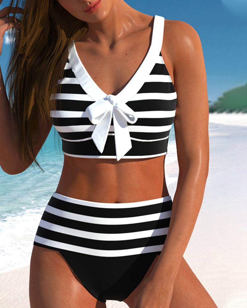 Laluna® | Gestreifter Hochtaillierter Bikini