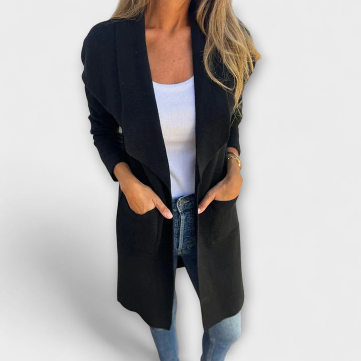 Eliane - Eleganter langer Cardigan Grau