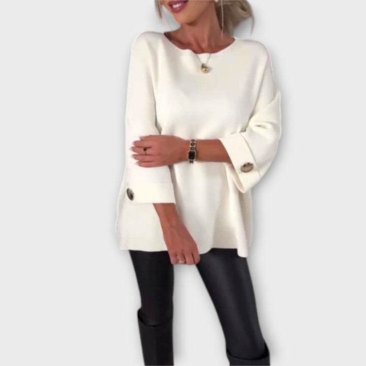 Isabella - Elegante weiße Strickbluse