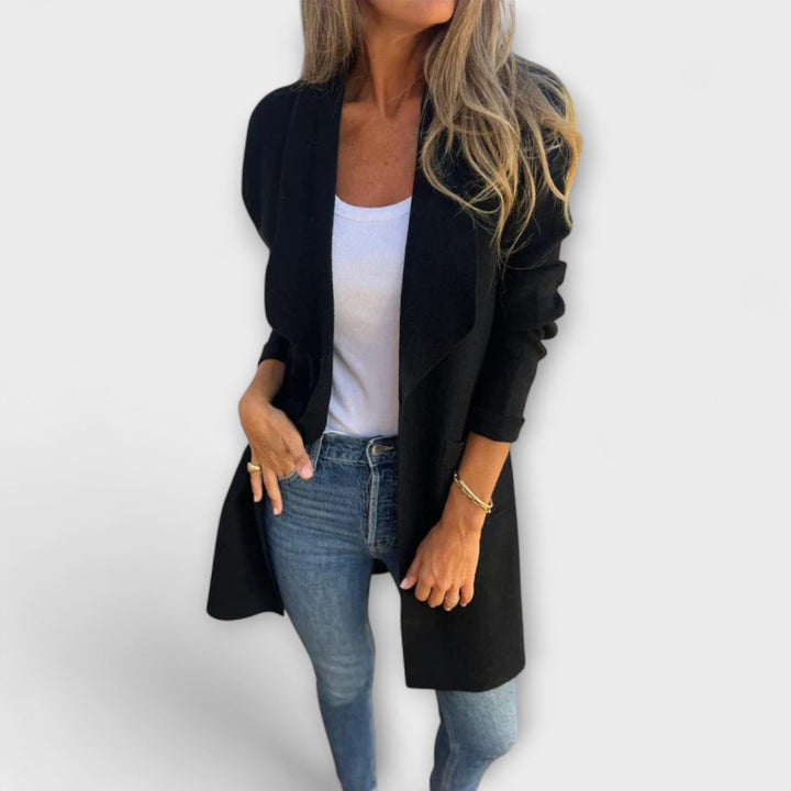 Eliane - Eleganter langer Cardigan Grau