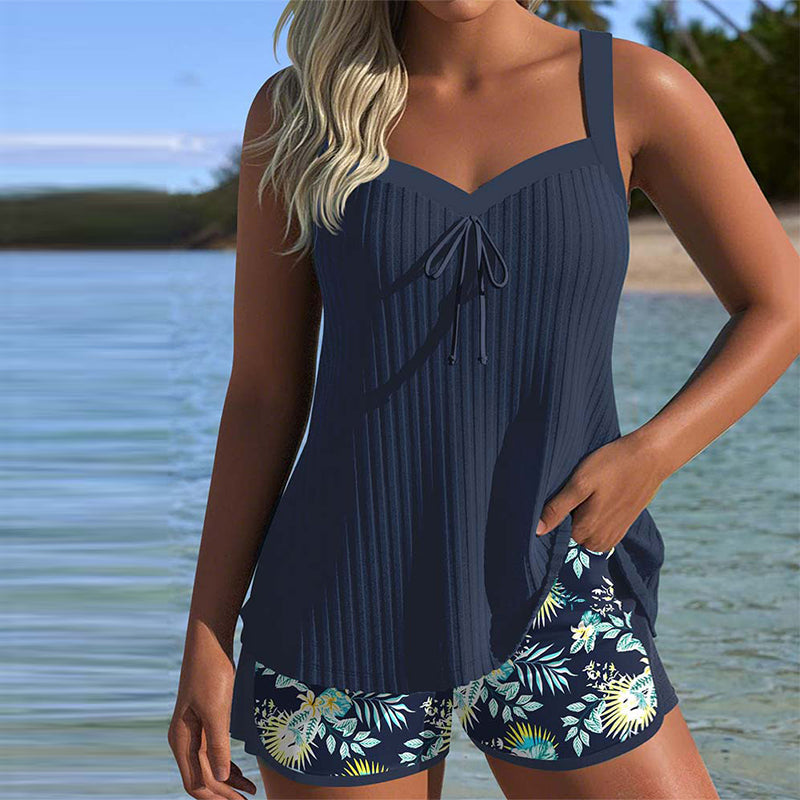 Laluna® | Gestreifter Tankini mit Strandshorts Zwei Teile