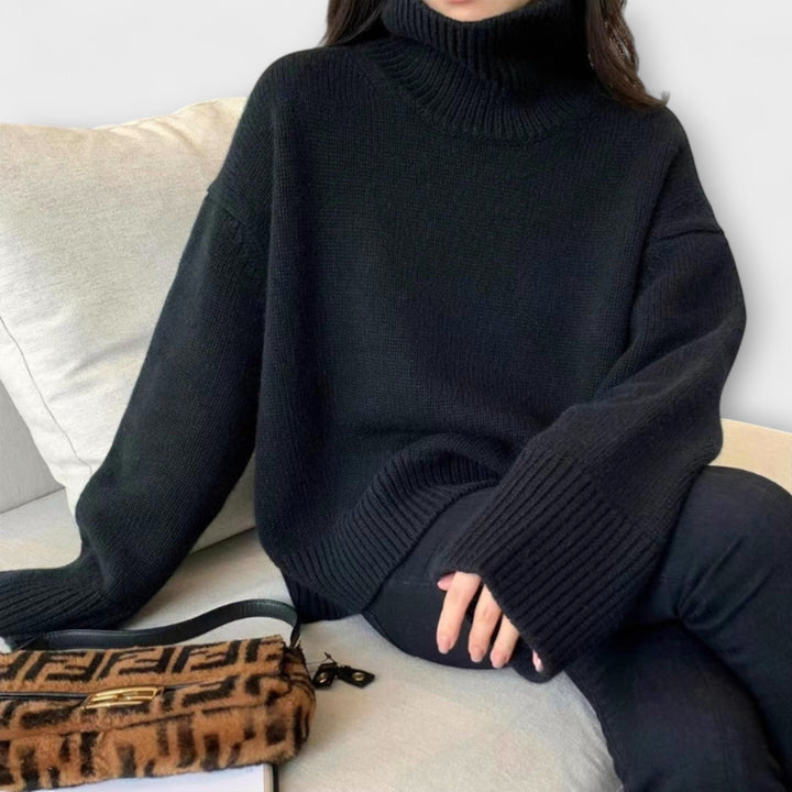 Mera - Pullover aus cremefarbenem Kaschmir mit Rollkragen