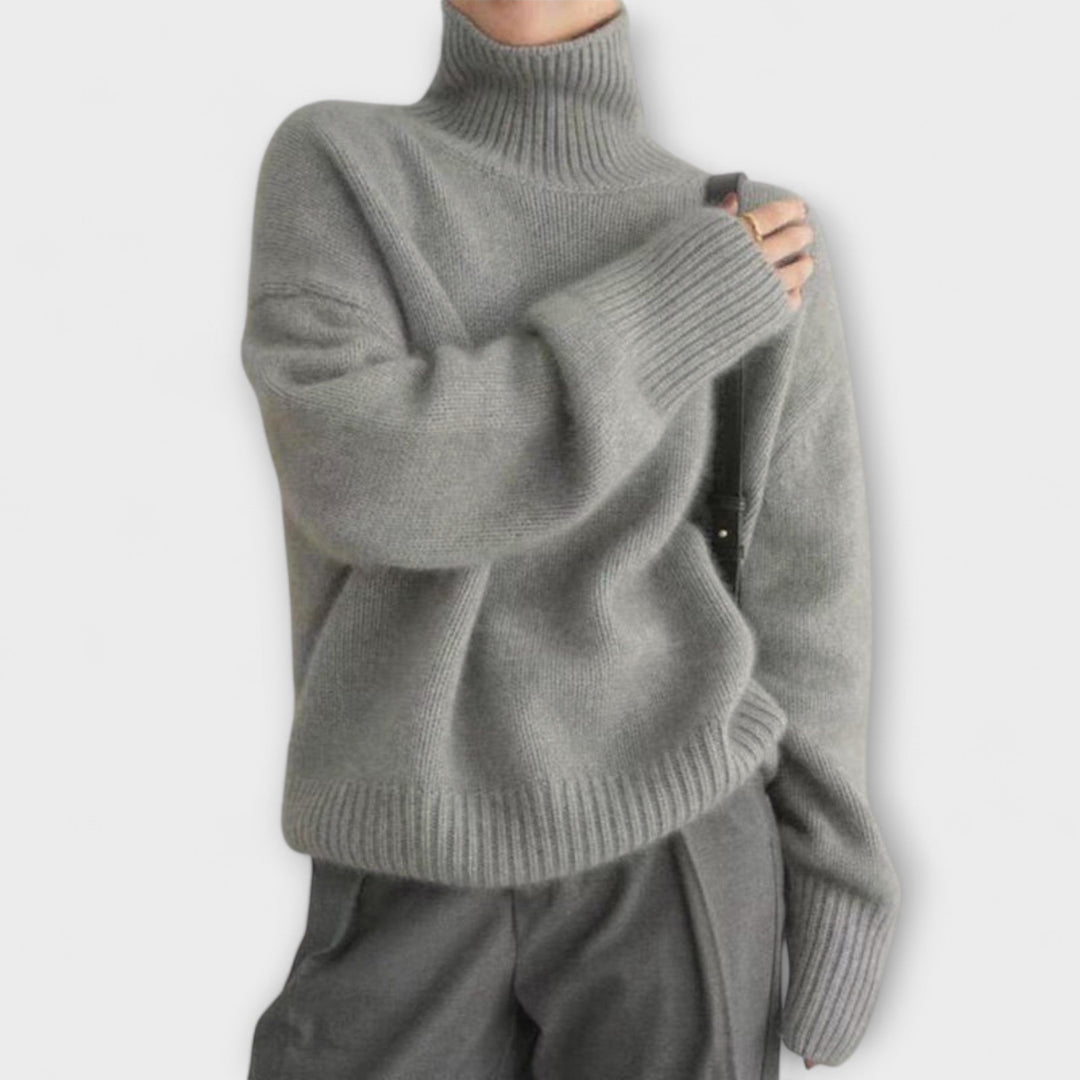 Mera - Pullover aus cremefarbenem Kaschmir mit Rollkragen