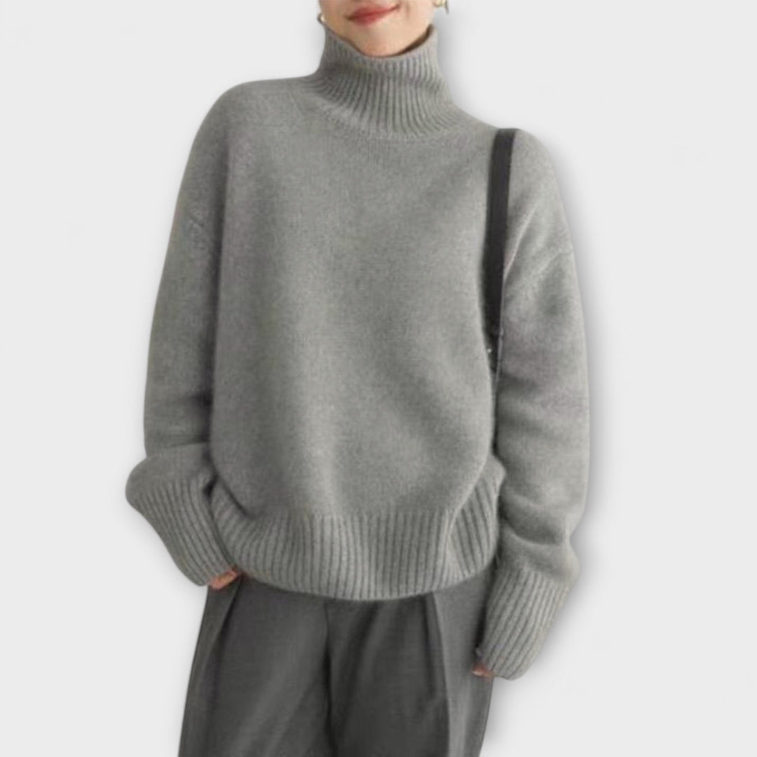 Mera - Pullover aus cremefarbenem Kaschmir mit Rollkragen