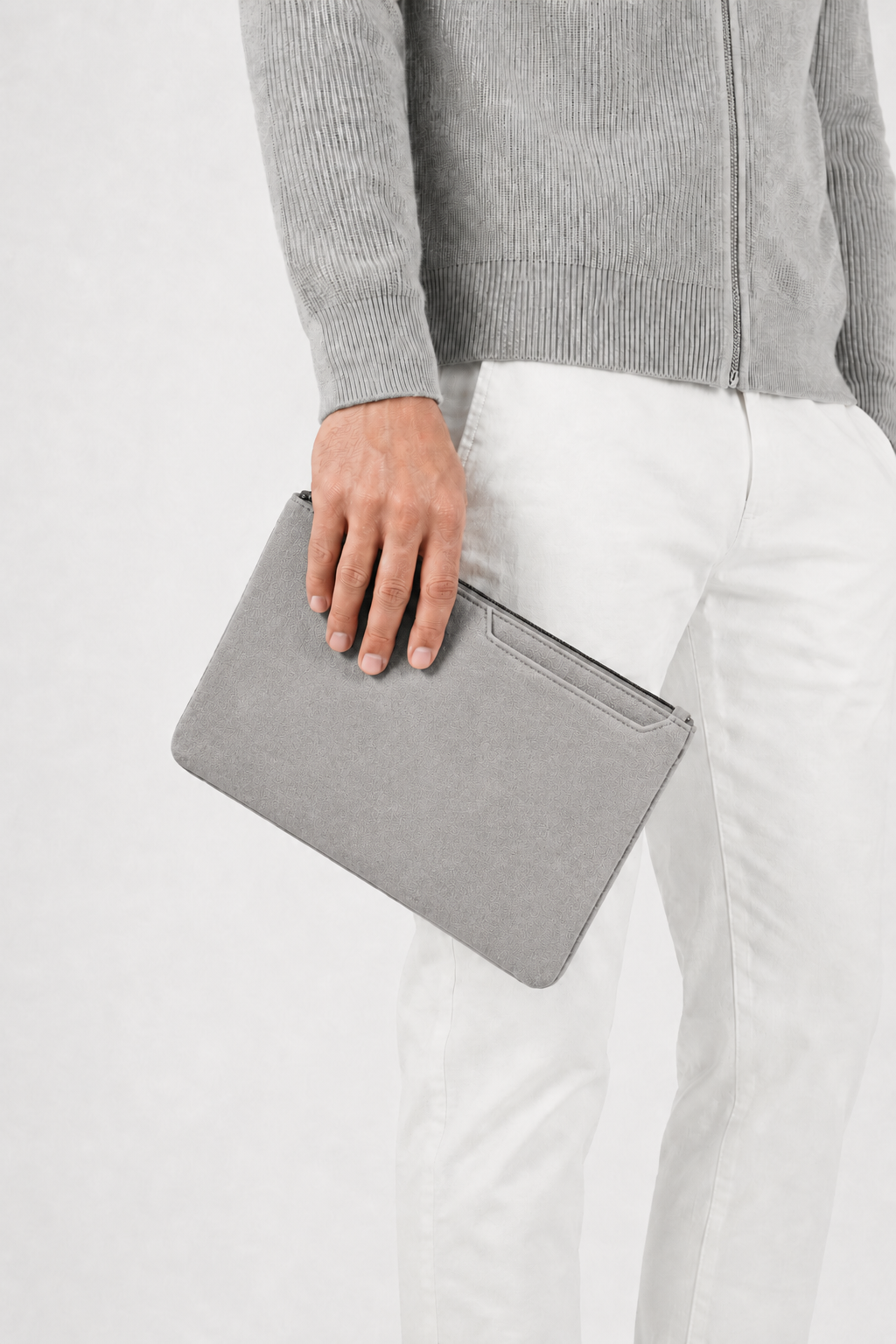 Clutch-Tasche Alcantara Grau Moonstone