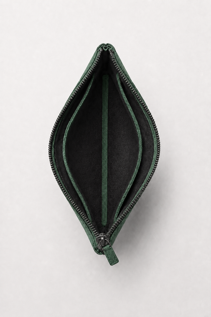 Clutch Tasche Alcantara Nachtgrün