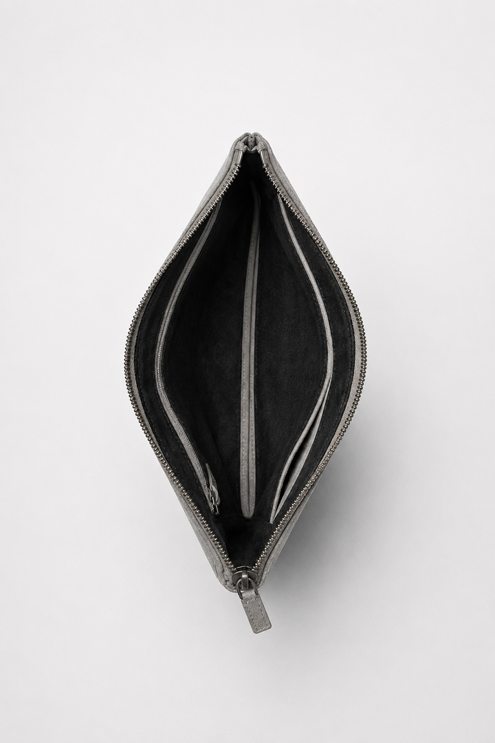 Clutch-Tasche Alcantara Grau Moonstone