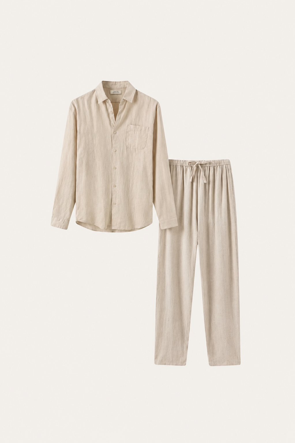 Set aus Leinen Bellagio Langarm Beige