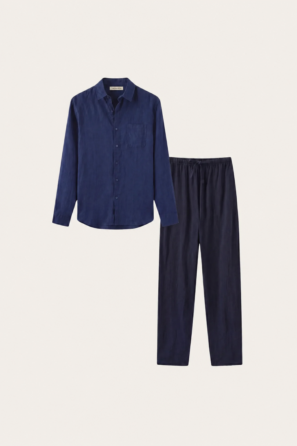 Set aus Leinen Bellagio Langarm Blau Navy