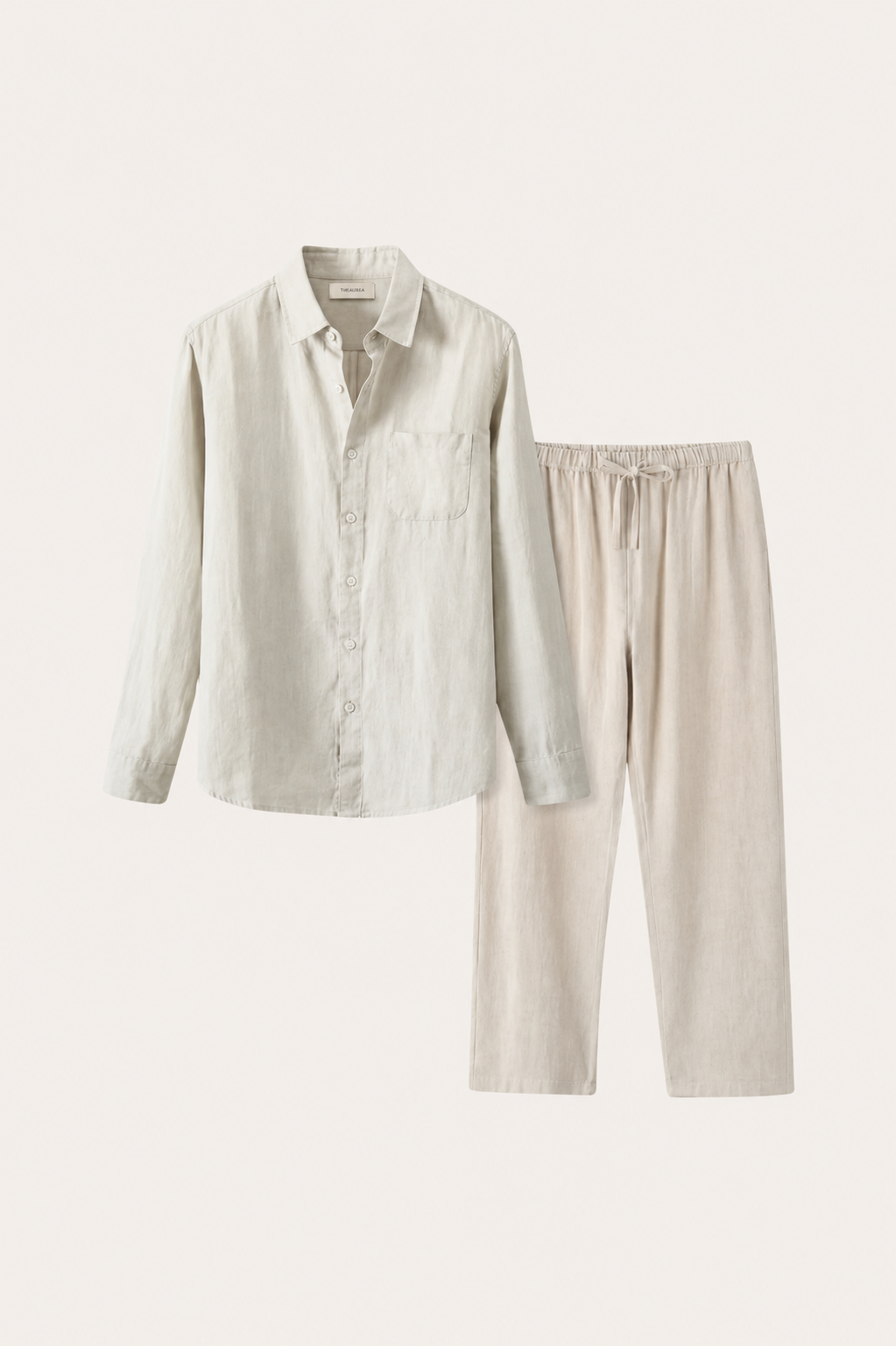 Set aus Leinen in Beige/Beige