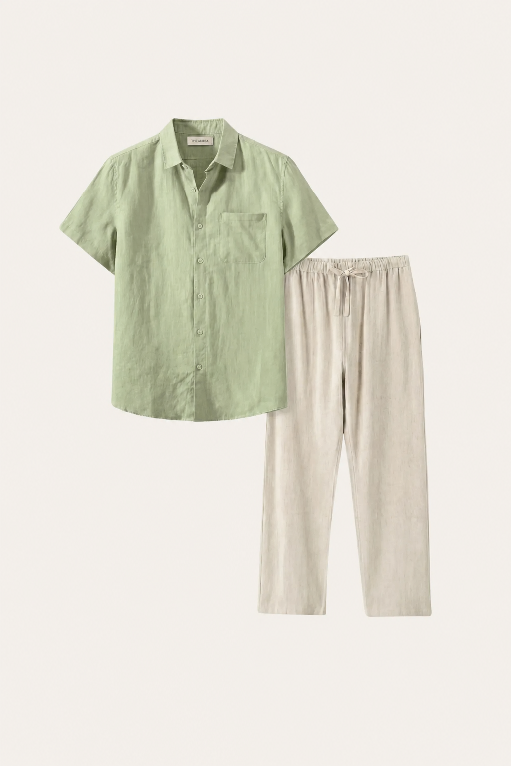 Set aus Leinen Trento Mintgrün/Beige