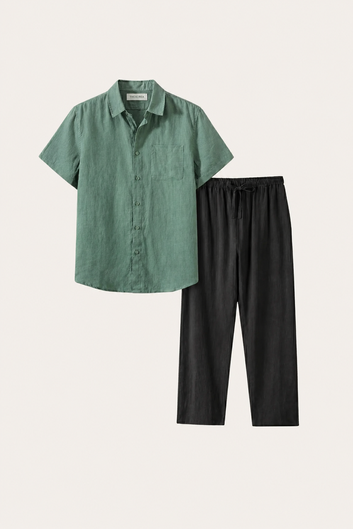 Set aus Lino Trento Verde/Nero