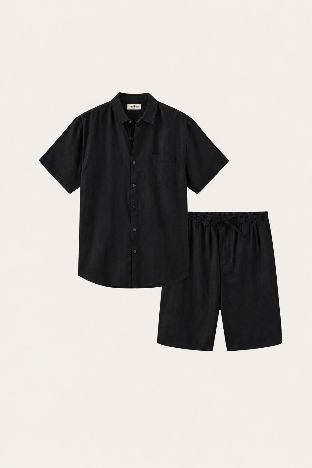Schwarze Leinenhemd und Shorts aus Verona