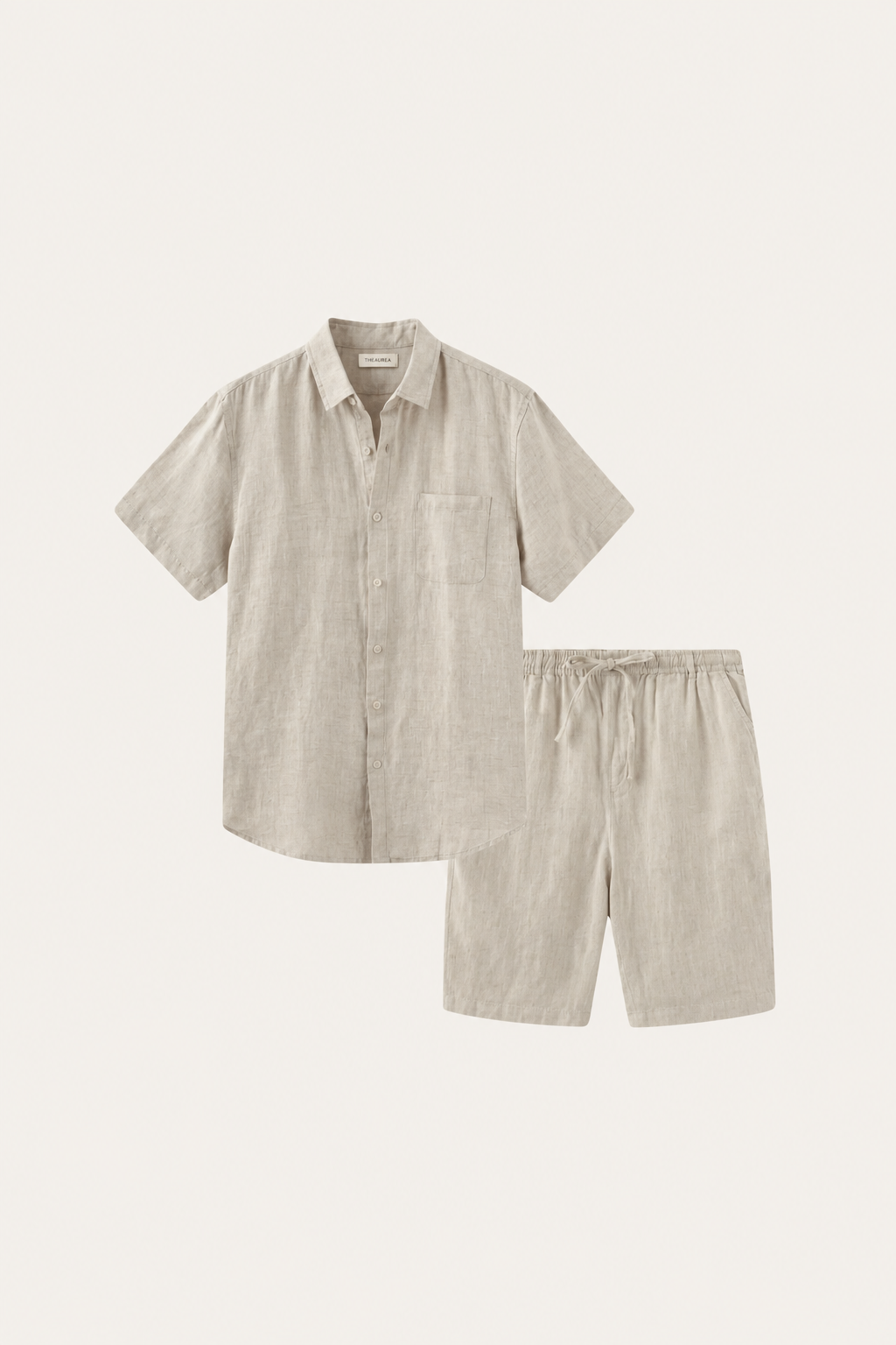 Beige Leinenhemd und Shorts aus Verona