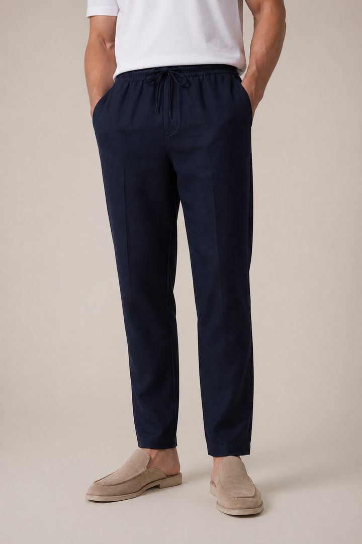 Bayside-Hosen aus Leinen in Navy Blau