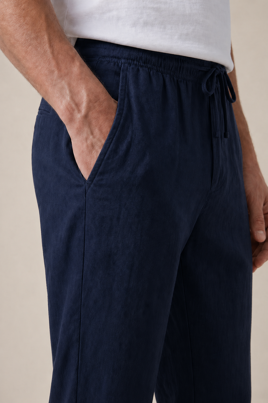 Bayside-Hosen aus Leinen in Navy Blau