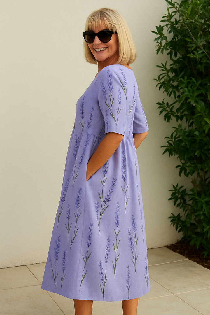 Elize - Midi Kleid Entspannt - Mühelose Eleganz, Täglicher Komfort