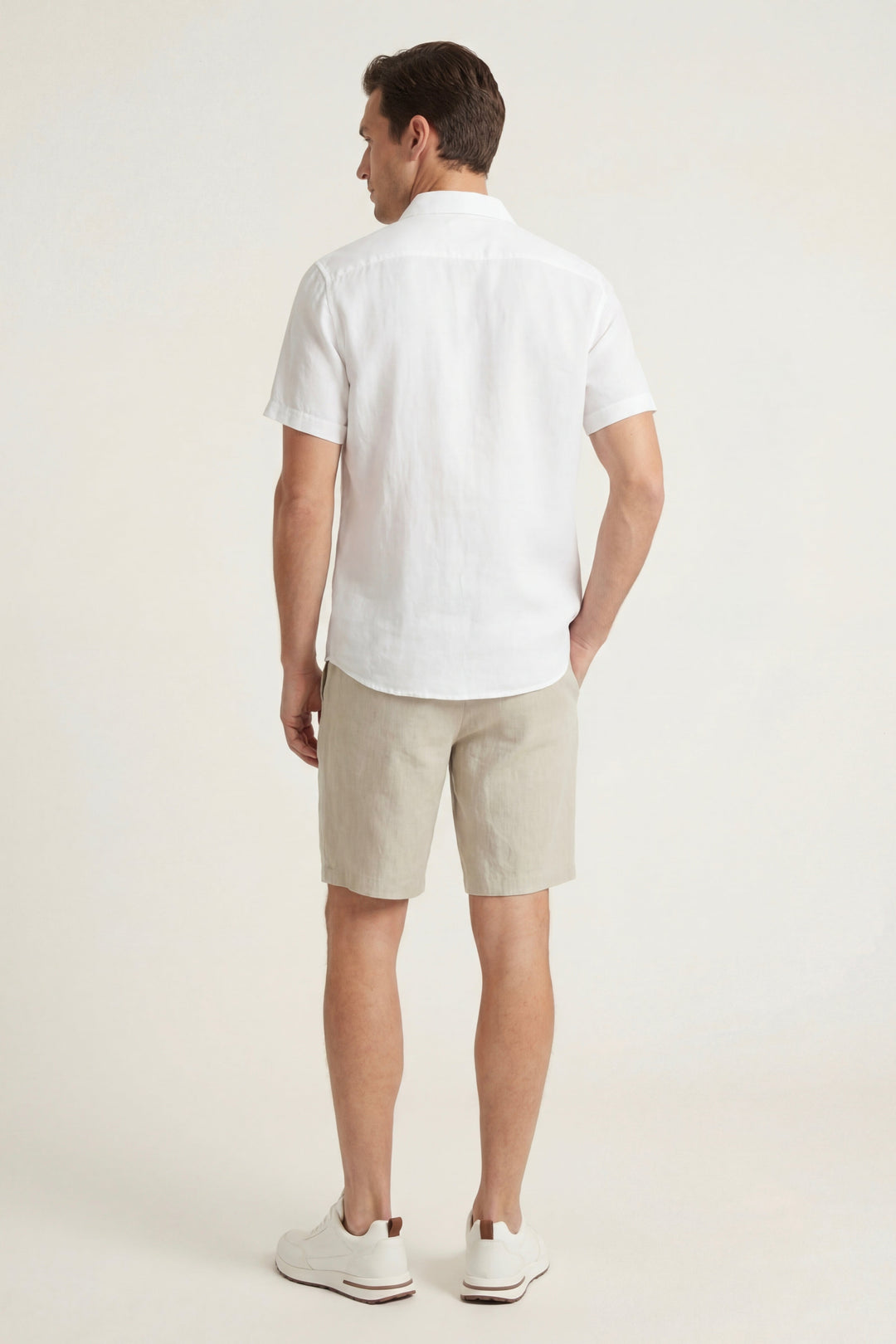 Hemd und Shorts aus Leinen Verona Weiß/Beige