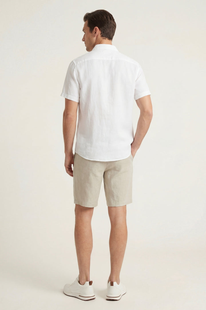 Hemd und Shorts aus Leinen Verona Weiß/Beige