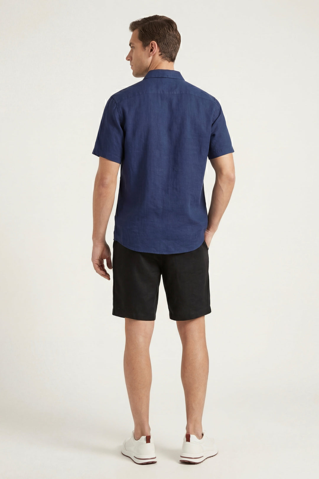 Hemd und Shorts aus Leinen Verona Blau/Schwarz