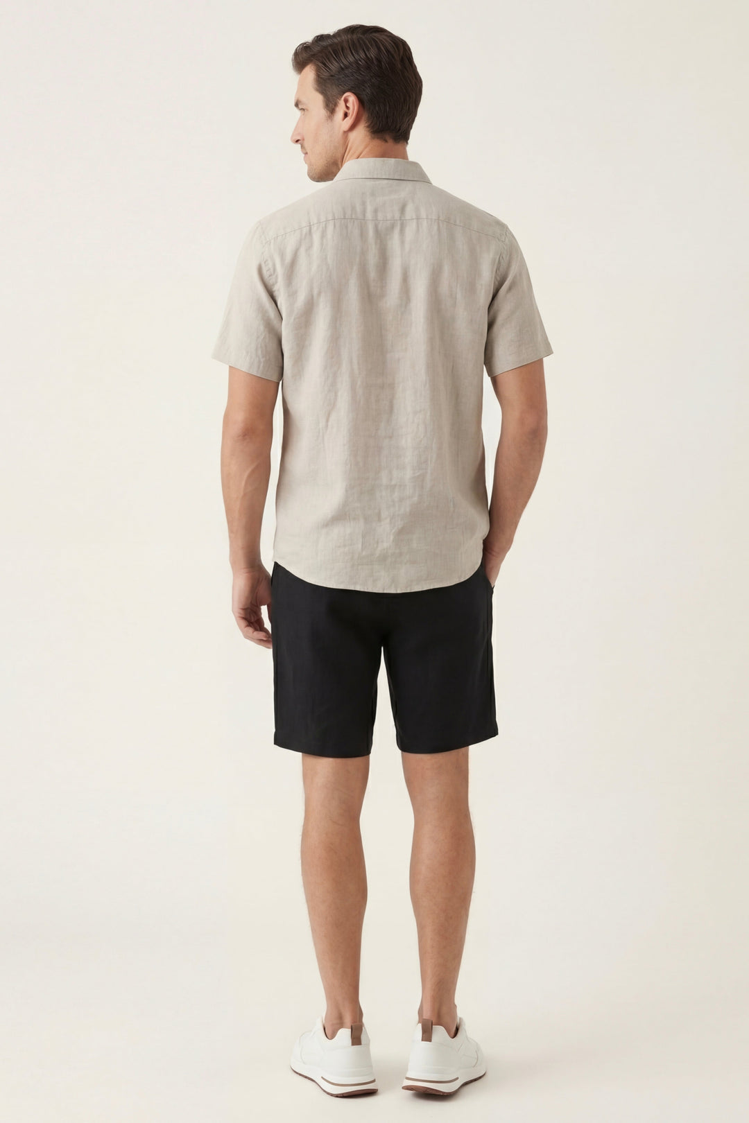 Leinenhemd und Shorts Verona Beige/Schwarz