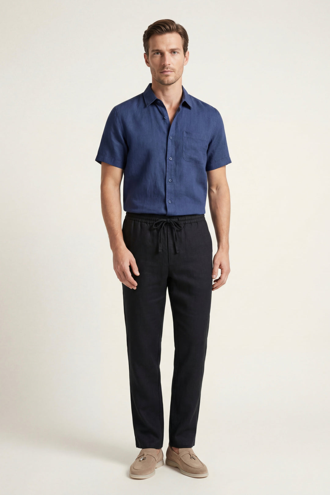 Set in Lino Trento Blau/Schwarz