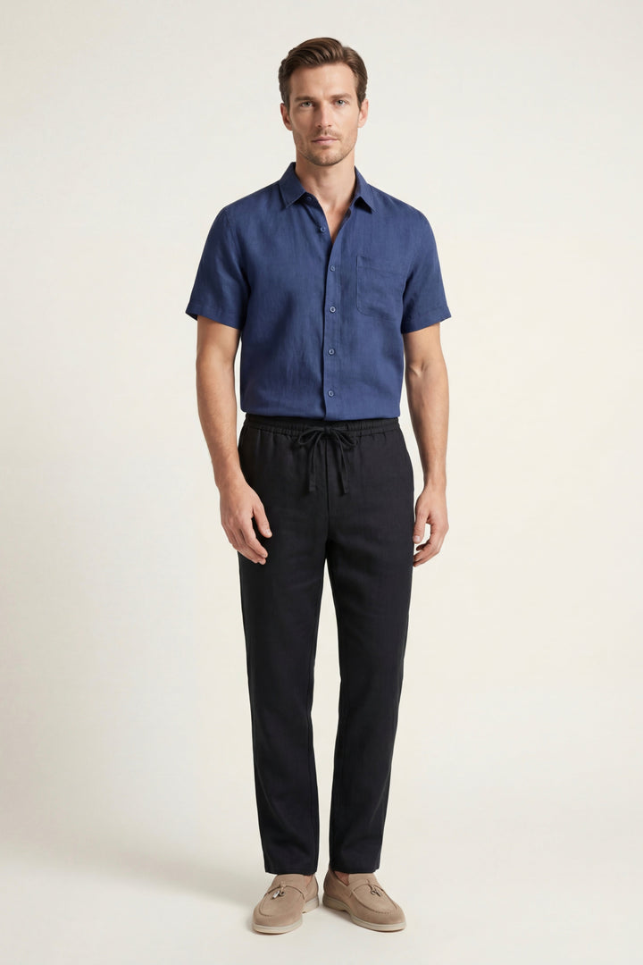 Set in Lino Trento Blau/Schwarz