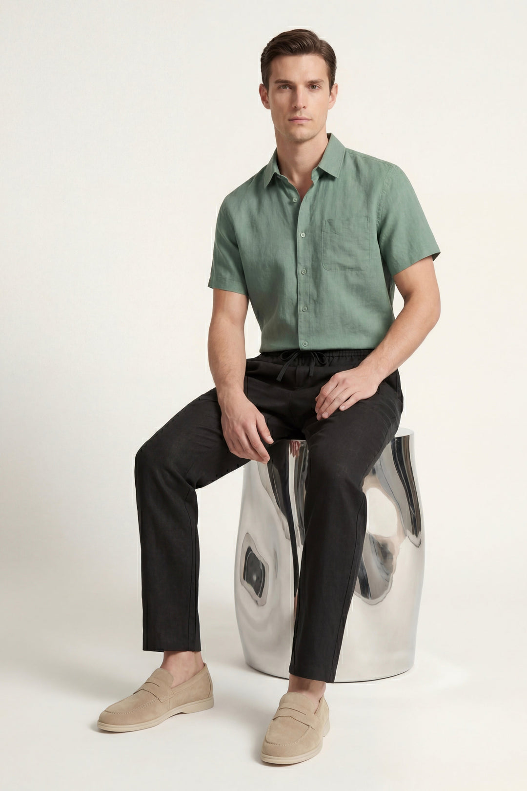 Set aus Lino Trento Verde/Nero