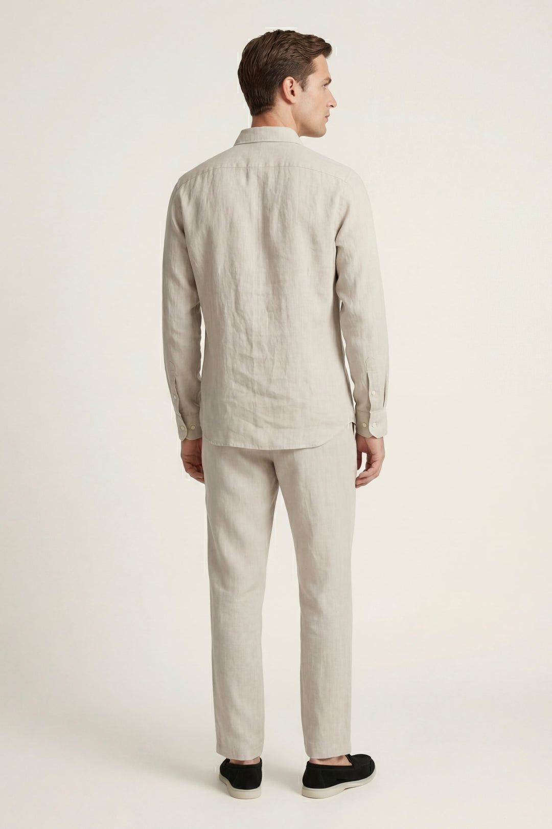 Set aus Leinen in Beige/Beige