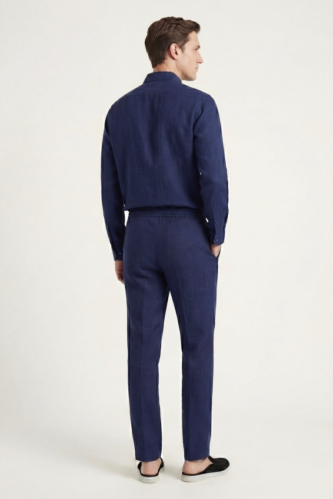 Set aus Leinen Bellagio Langarm Blau Navy