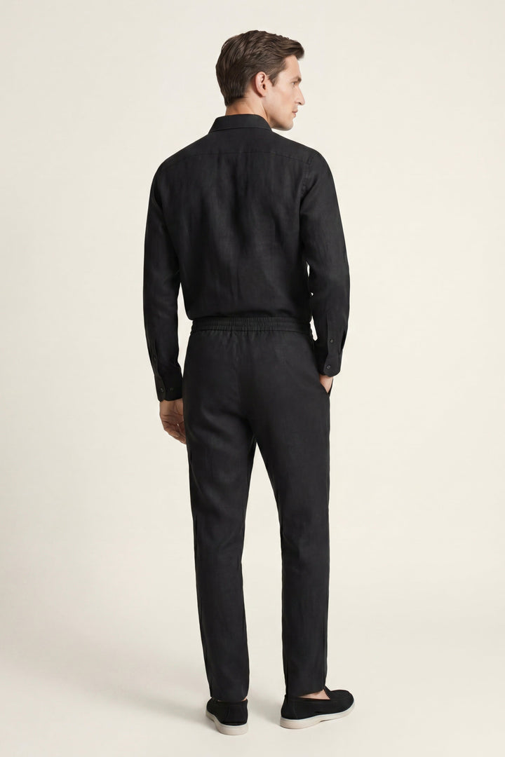 Set aus Leinen Bellagio Langarm Schwarz