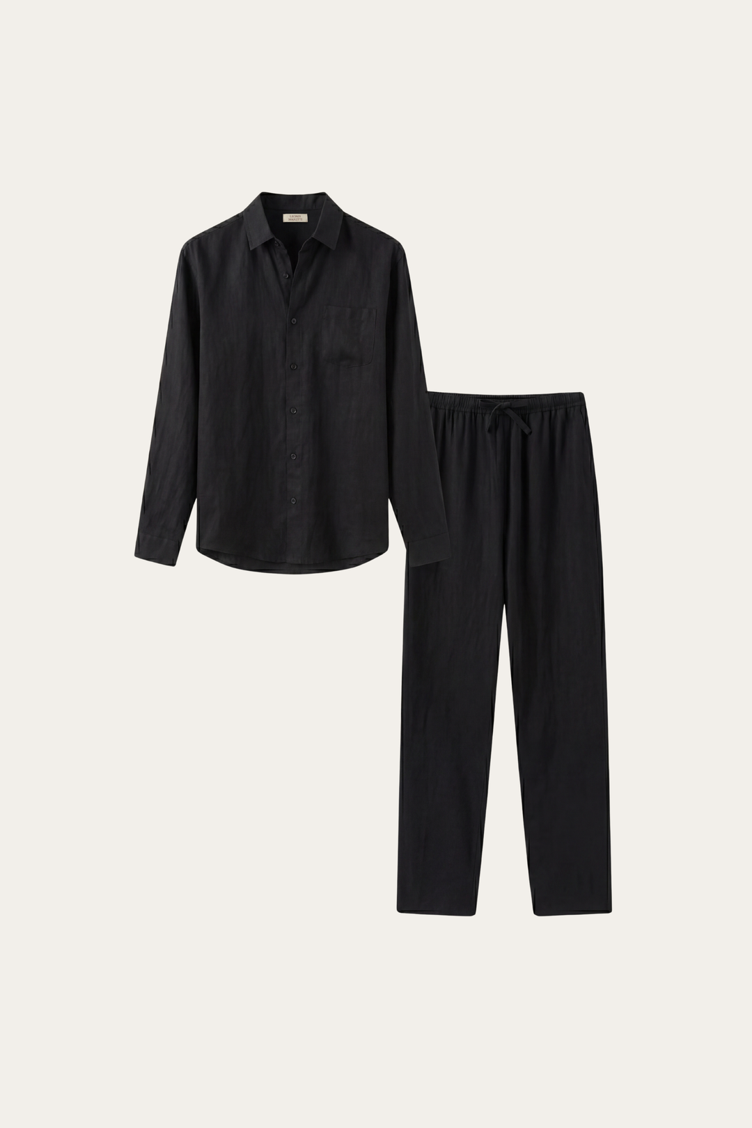 Set aus Leinen Bellagio Langarm Schwarz