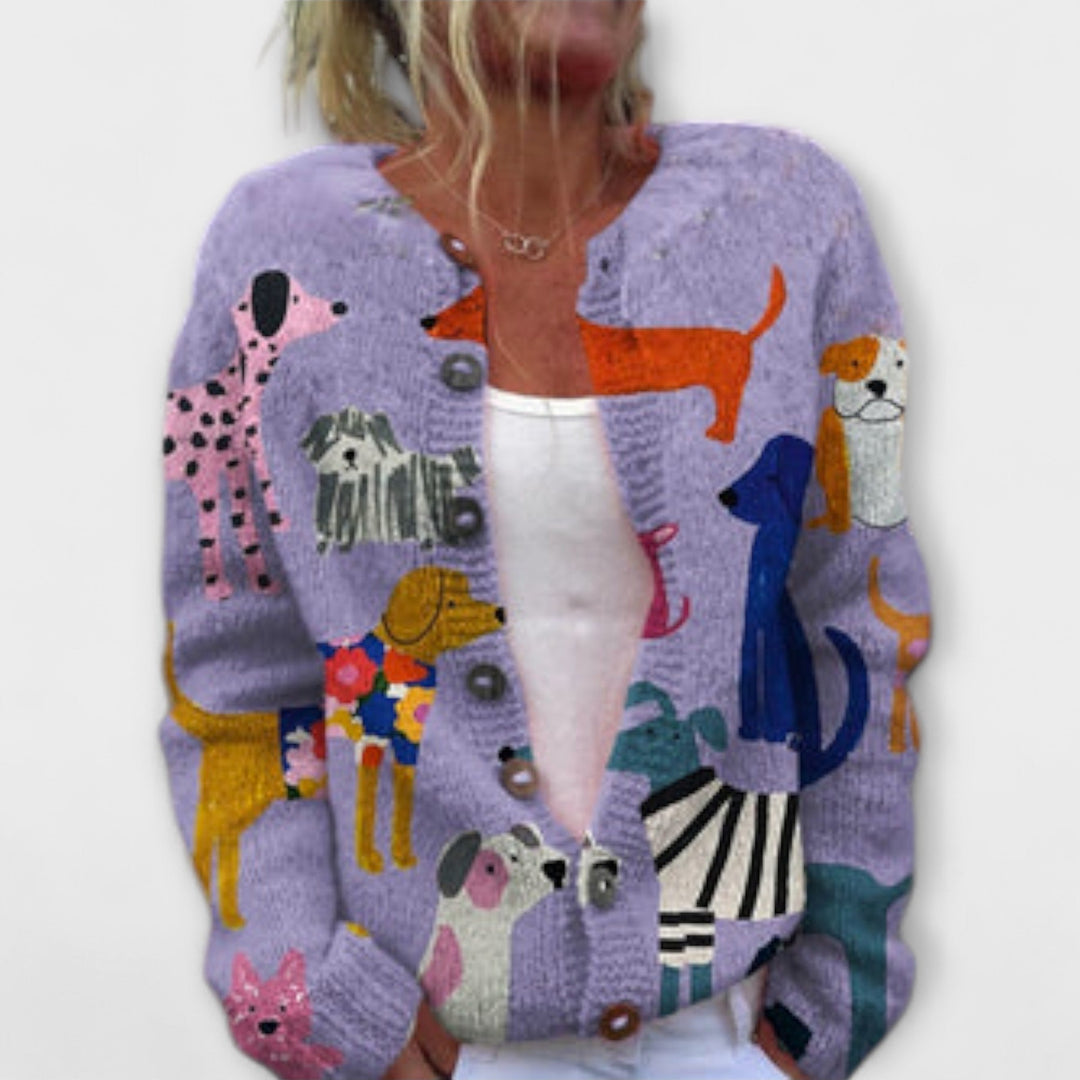 Calia - Cardigan Lila mit Hundemuster