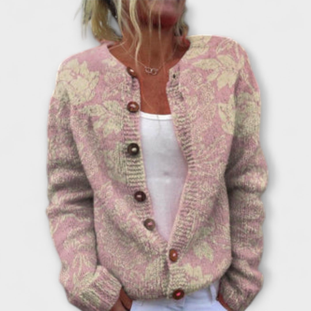 Sola - Cardigan Rosa mit floralem Muster