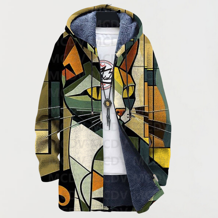 Winifred - Cardigan mit geometrischem Katzenmuster