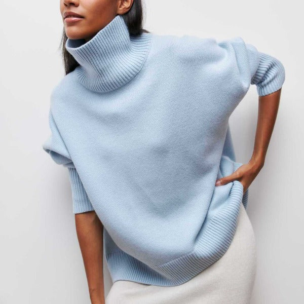 Katrielle - Bequemer hellblauer Rollkragenpullover