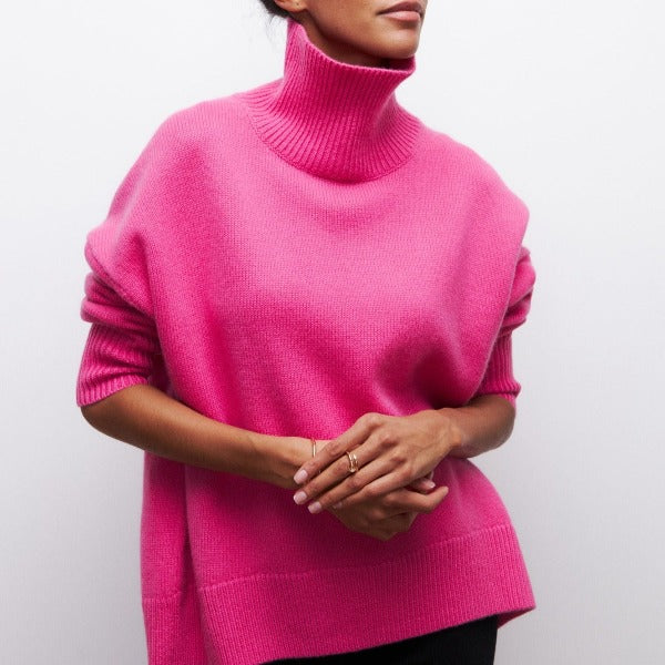 Katrielle - Bequemer hellblauer Rollkragenpullover