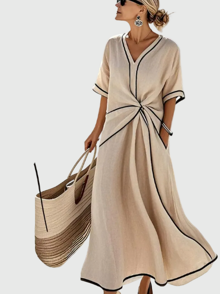 Helena | Maxi Kleid Drapierter Saum