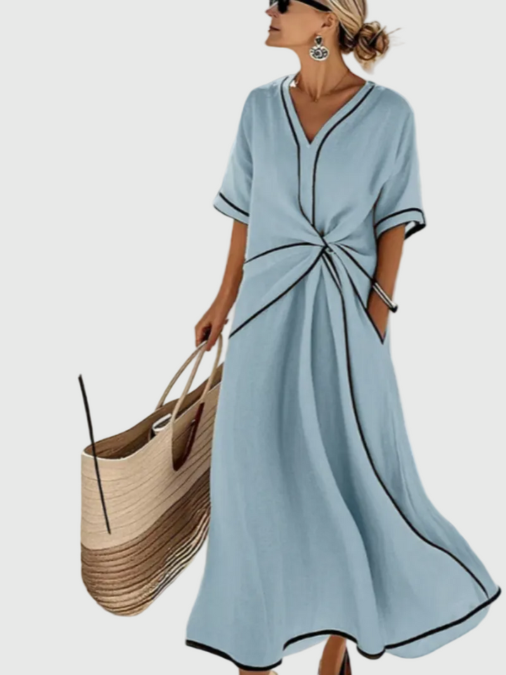 Helena | Maxi Kleid Drapierter Saum