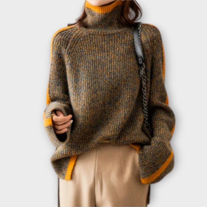 Breseis - Vintage brauner Pullover mit Streifen
