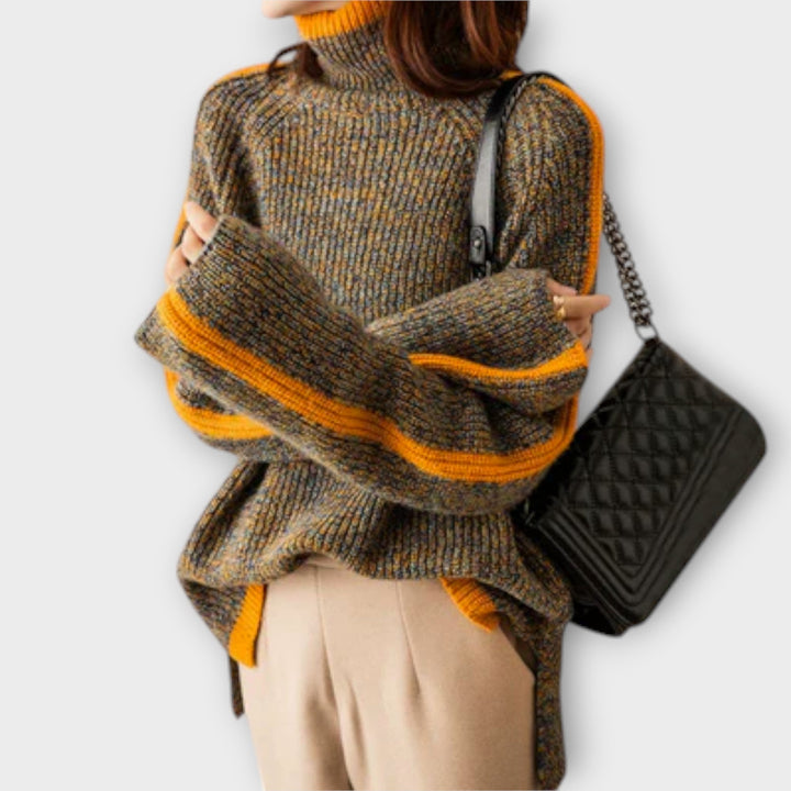 Breseis - Vintage brauner Pullover mit Streifen