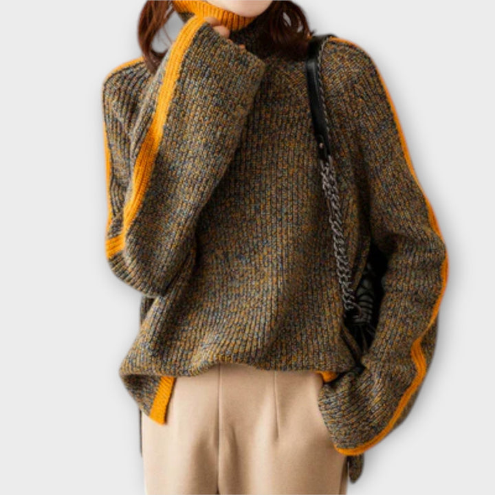 Breseis - Vintage brauner Pullover mit Streifen