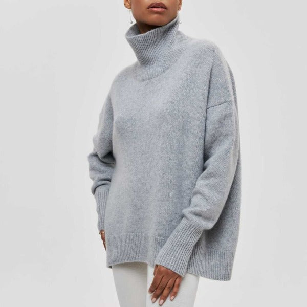 Katrielle - Bequemer hellblauer Rollkragenpullover