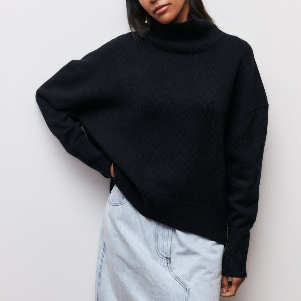 Katrielle - Bequemer hellblauer Rollkragenpullover
