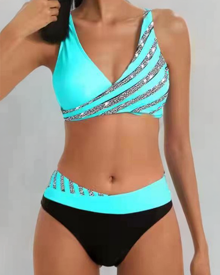Mona - Bikini mit einem Print in Warmen Tönen